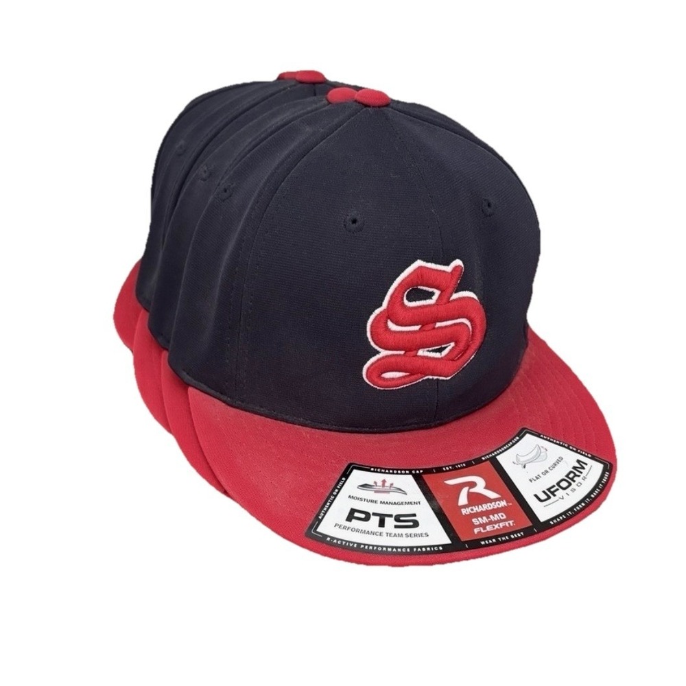 5 Richardson PTS20 FlexFit Hats S/M Navy Red "S" Team Caps Bulk Lot New
